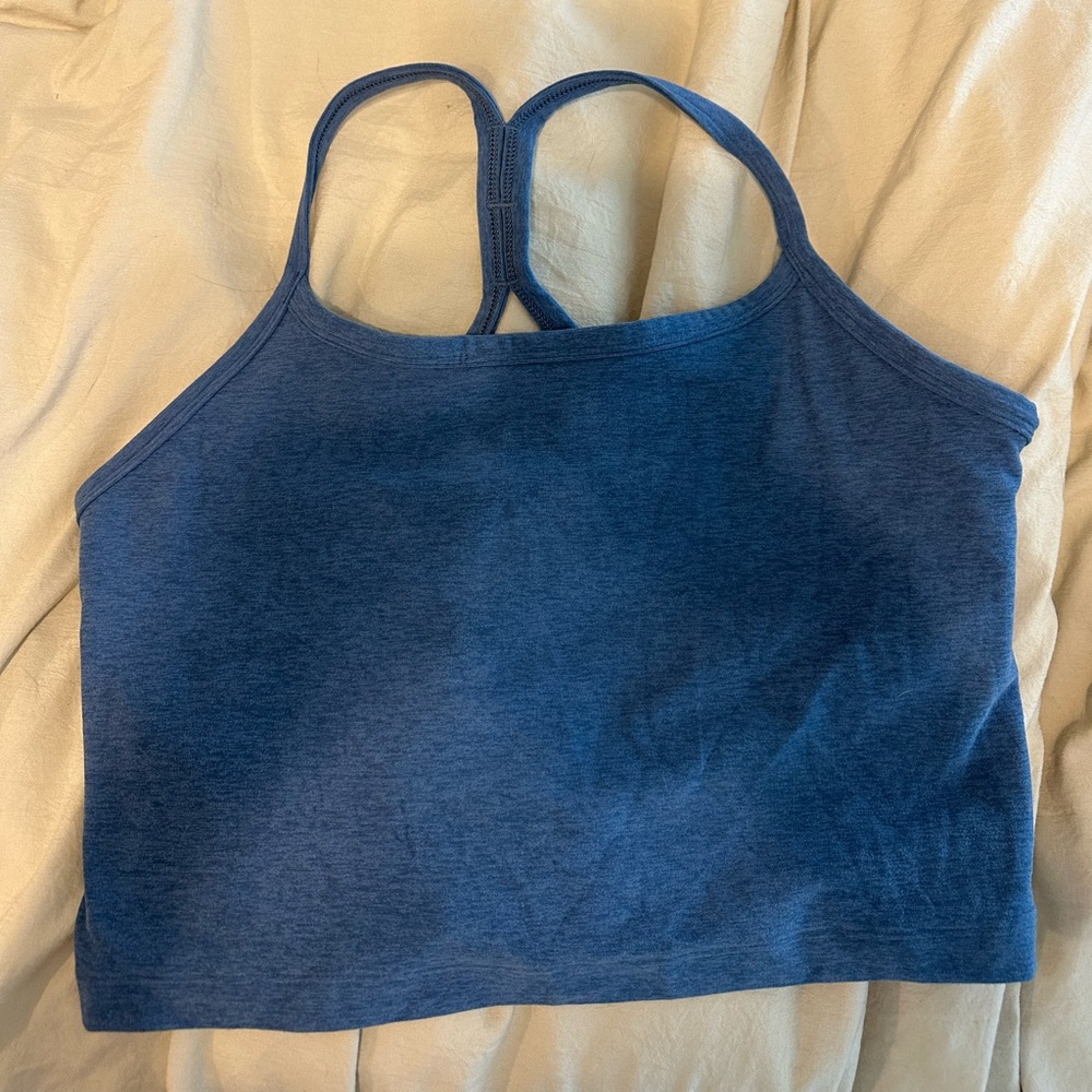 Beyond Yoga Spacedye Slim Racerback Cropped Top in Denim Blue
